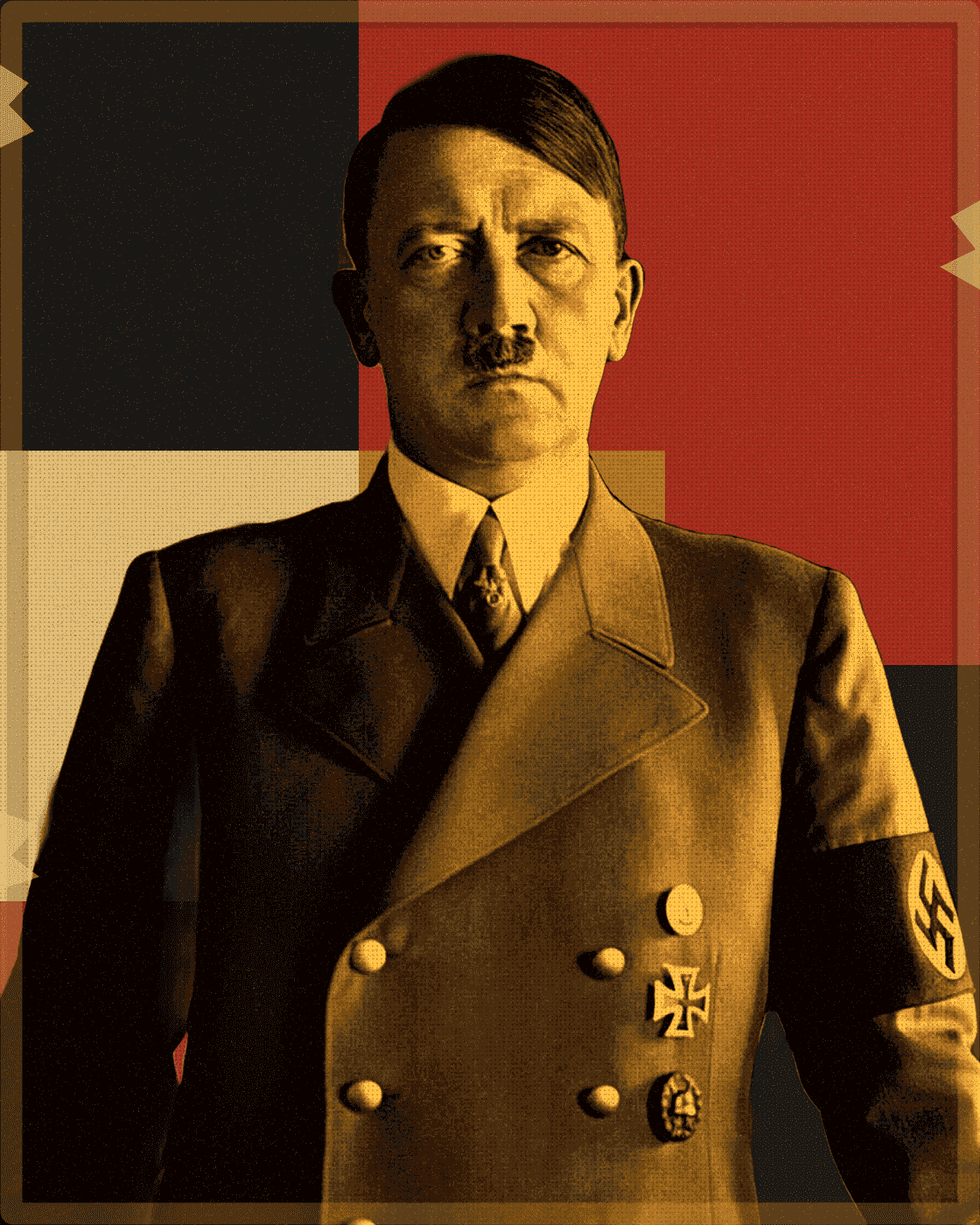 Poster-style historical portrait of Adolf Hitler in uniform