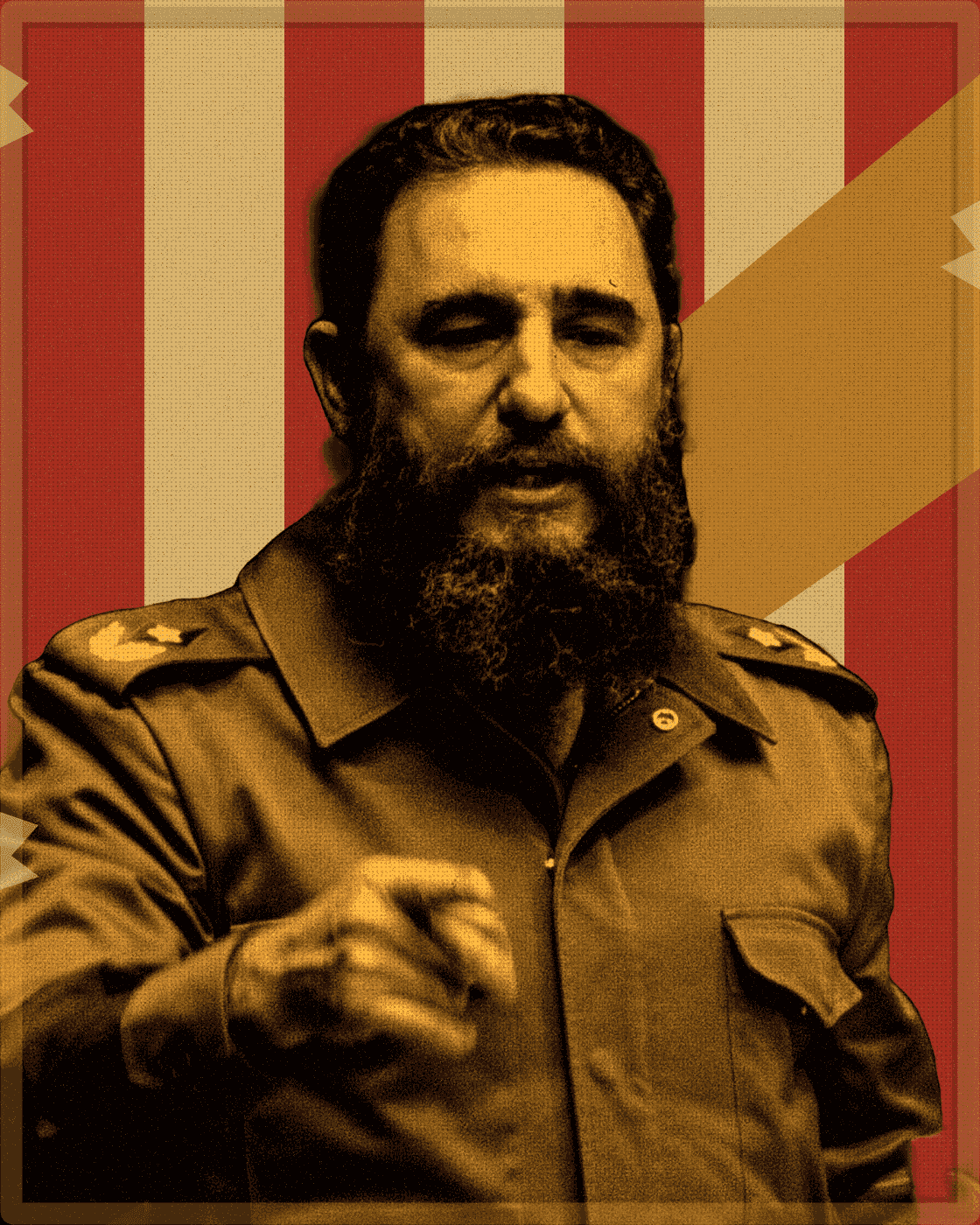 Historical portrait of Fidel Castro in poster treatment