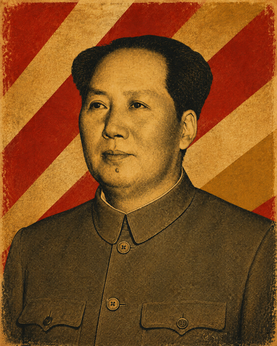 Poster-style historical portrait of Mao Zedong